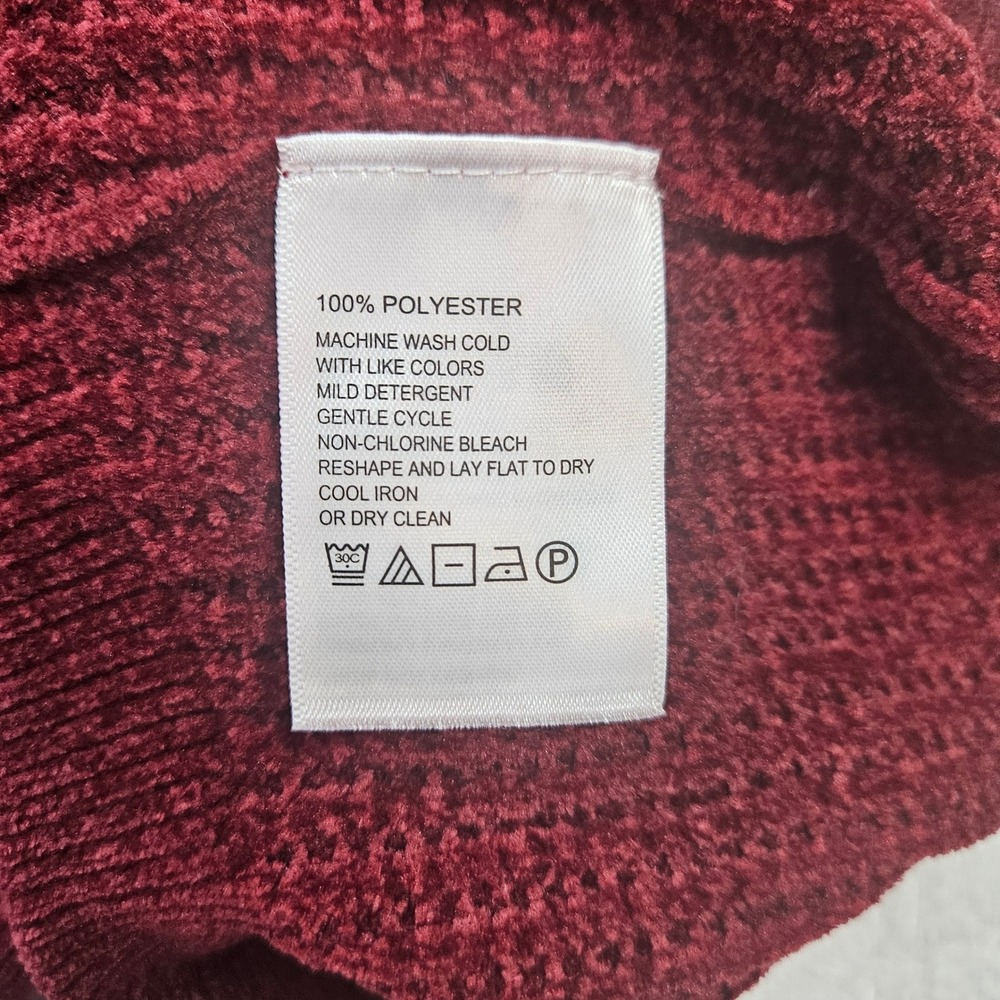 Tommy Bahama Island Soft Burgundy Red Chenille Waffle Knit Hoodie Sweater Large - Picture 7 of 8